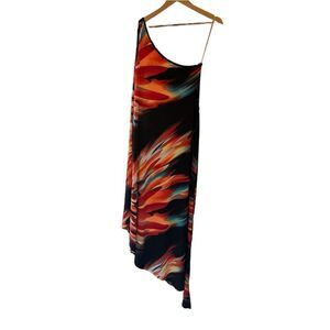 NWOT ELEGANZARELLA One Shoulder Multi Color Splash Medium Dress